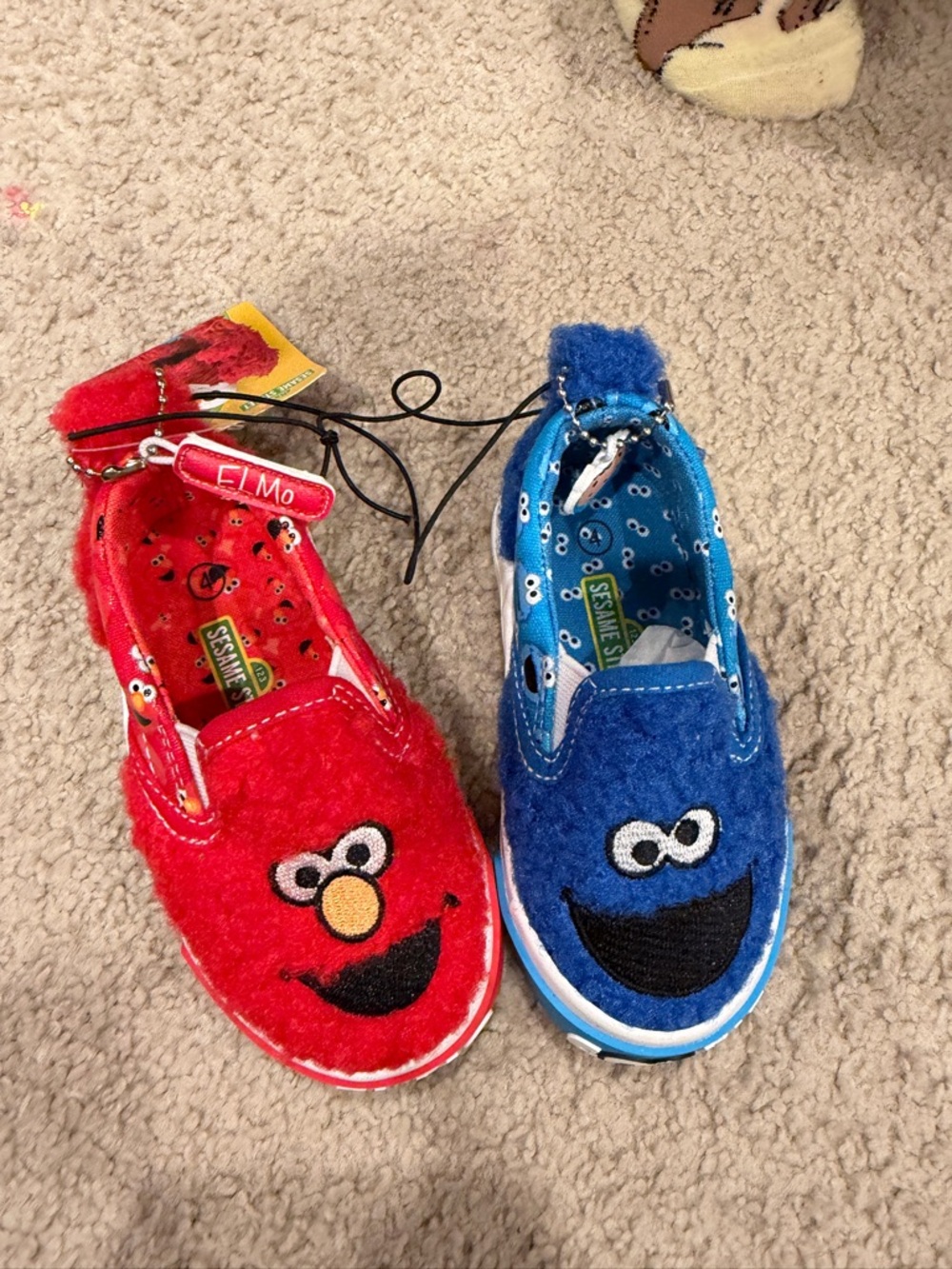 Sesame Street Elmo Red & Cookie Monster Blue Plush Slip-On Kids Shoes